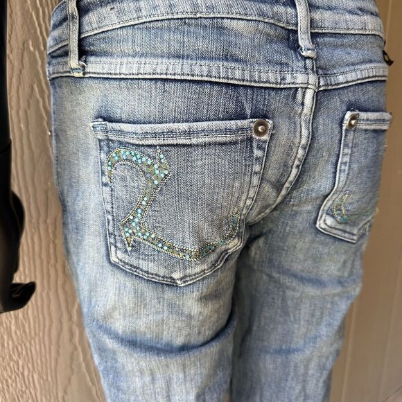 Vintage Y2K Zana Di Capris Juniors Size 9 Light Wash‎ Wide Leg Low Rise Bling - Picture 5 of 9